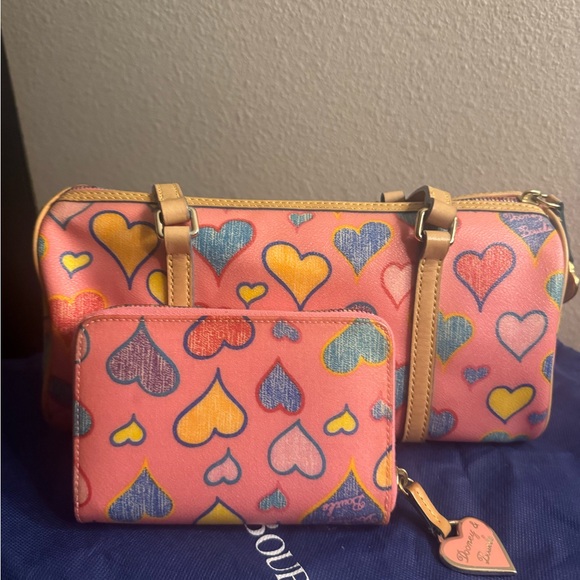 Dooney & Bourke Handbags - Dooney & Bourke Hearts Barrel Bag w/Matching Wallet